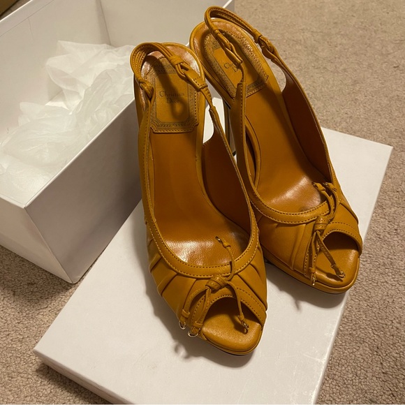 Authentic Dior Tan Leather Slingback Heels - Picture 2 of 11